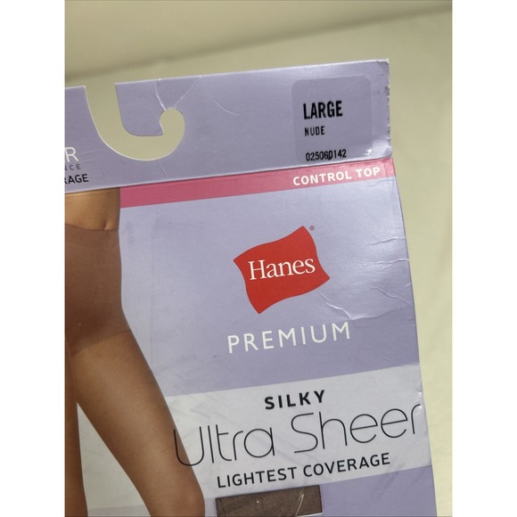 NEW 2 PAIR HANES CONTROL TOP NUDE PANTYHOSE SILKY ULTRA SHEER 10 DENIER - Picture 6 of 7